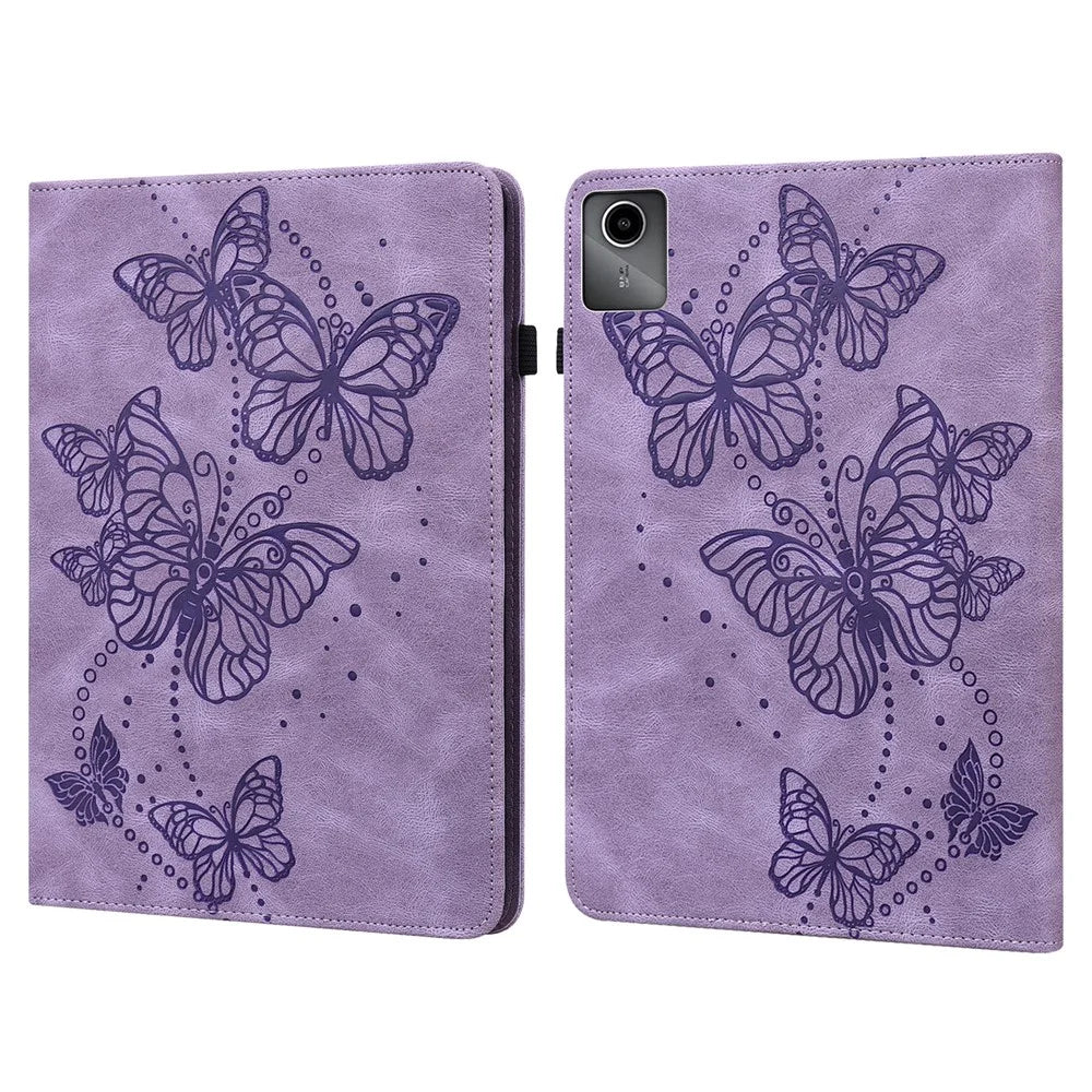 For Lenovo Tab M11 / Xiaoxin Pad 11 2024 Case Card Slots Butterfly Leather Tablet Cover - Purple - 1