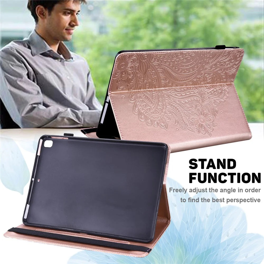 For Lenovo Tab M11 / Xiaoxin Pad 11 2024 Case Flower Pattern PU Leather Stand Tablet Cover - Rose Gold - 2
