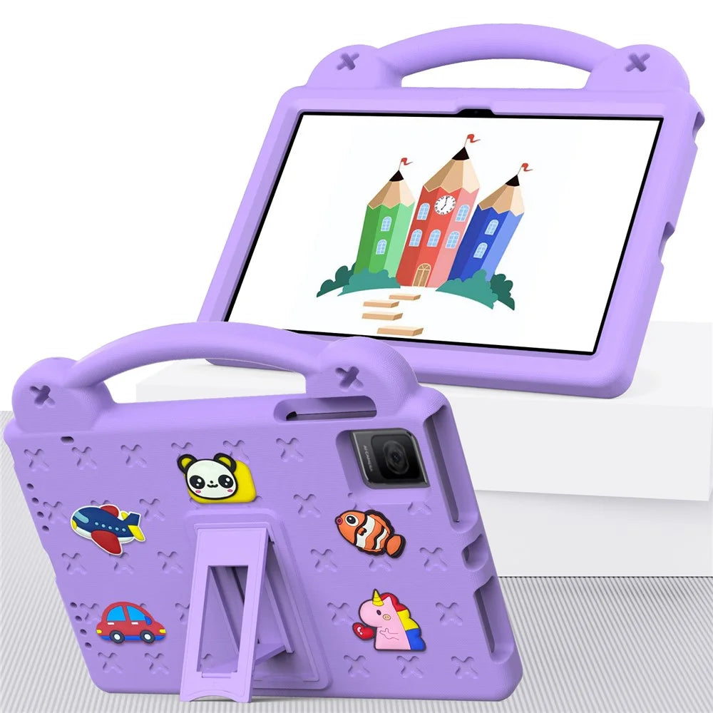 For TCL Tab 10 Gen 2 / T-Mobile REVVL Tab Case EVA Cute Patterns Tablet Cover with Kickstand and Handle - Purple - 4
