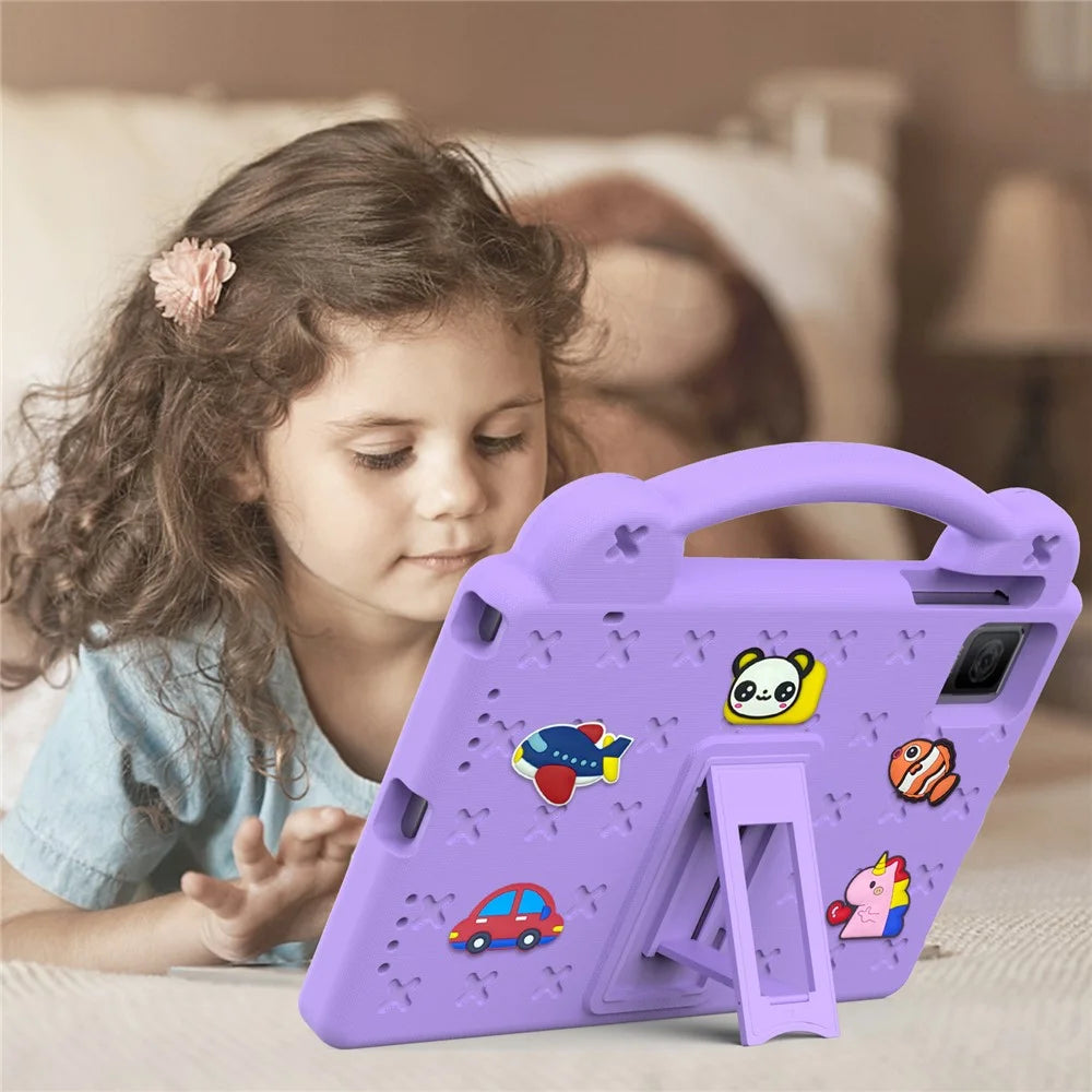 For TCL Tab 10 Gen 2 / T-Mobile REVVL Tab Case EVA Cute Patterns Tablet Cover with Kickstand and Handle - Purple - 5