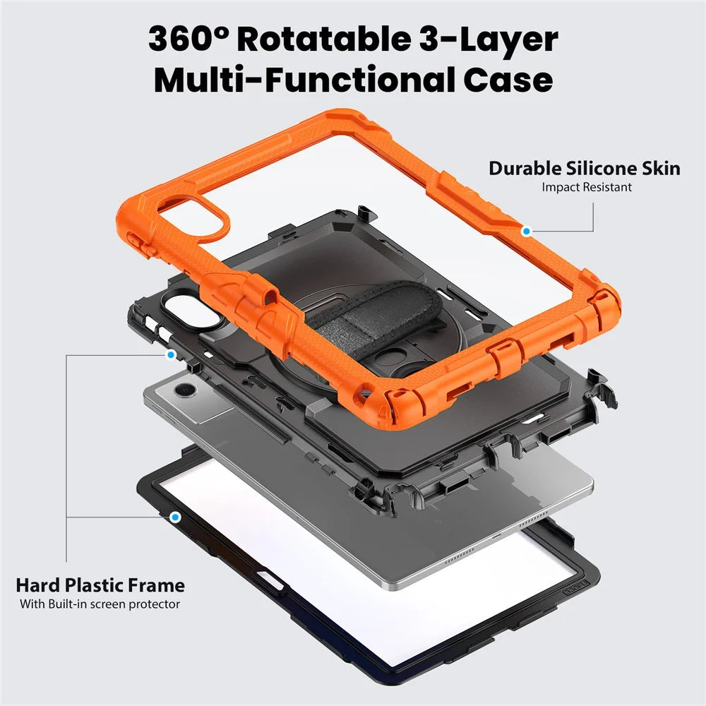 For Lenovo Xiaoxin Pad 11 2025 / 2024 / Idea Tab / K11 Gen 2 / M11 / K11 LTE (2024) Case PC+Silicone Tablet Cover - Black+Orange - 3