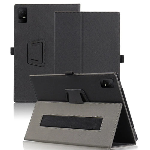 For TCL Tab 10 Gen 2 Tablet Case Stand Skin-touch PU Leather Full Protection Cover - Black - 1