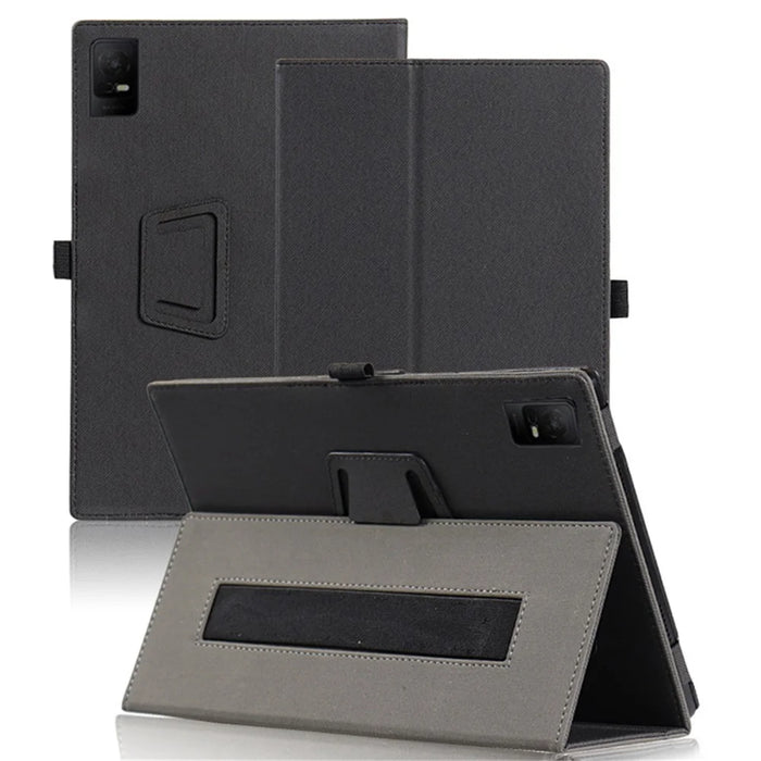 For TCL Tab 10 Gen 2 Tablet Case Stand Skin-touch PU Leather Full Protection Cover - Black - 1