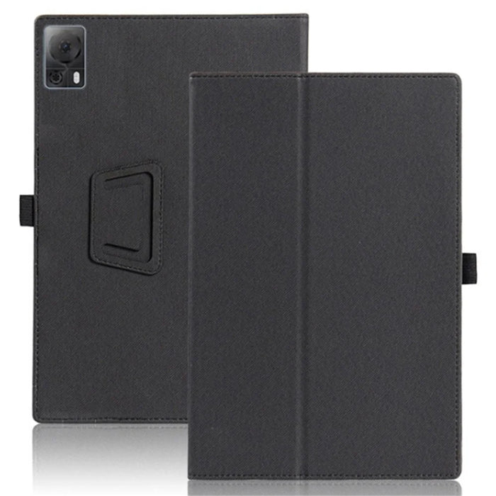 For T-Mobile REVVL Tab Case Skin-touch Leather Stand Tablet Cover with Wristband Design - Black - 1