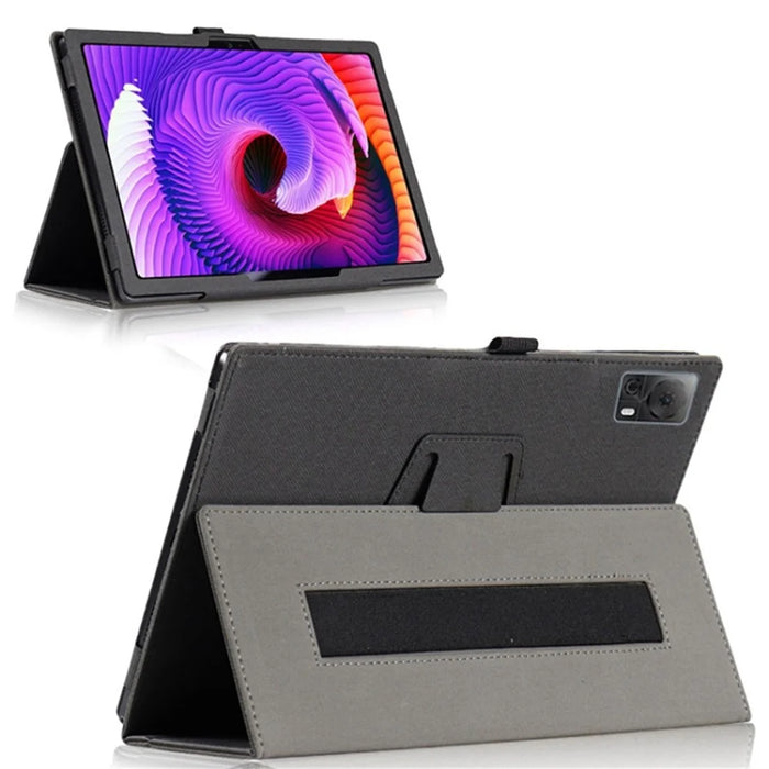 For T-Mobile REVVL Tab Case Skin-touch Leather Stand Tablet Cover with Wristband Design - Black - 4