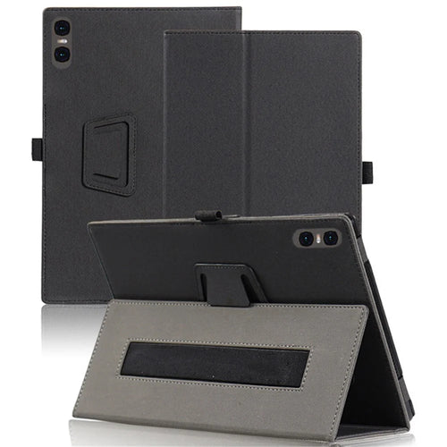 For Teclast P30T Tablet Case Skin-touch PU Leather Cover with Folding Stand - Black - 1