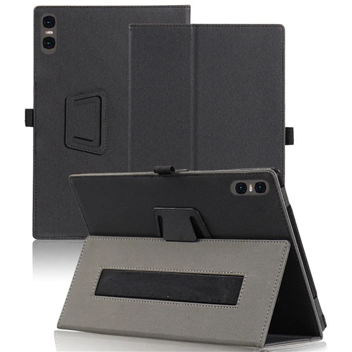 For Teclast P30T Tablet Case Skin-touch PU Leather Cover with Folding Stand - Black - 1