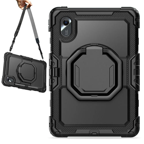 For Lenovo Xiaoxin Pad 11 2025 / 2024 / Idea Tab / K11 Gen 2 / M11 / K11 LTE (2024) Case Kickstand PC+Silicone Tablet Cover with Strap - Black - 1