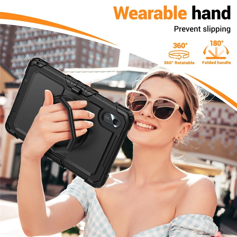 For Lenovo Xiaoxin Pad 11 2025 / 2024 / Idea Tab / K11 Gen 2 / M11 / K11 LTE (2024) Case Kickstand PC+Silicone Tablet Cover with Strap - Black - 4