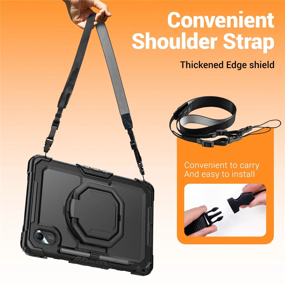 For Lenovo Xiaoxin Pad 11 2025 / 2024 / Idea Tab / K11 Gen 2 / M11 / K11 LTE (2024) Case Kickstand PC+Silicone Tablet Cover with Strap - Black - 5