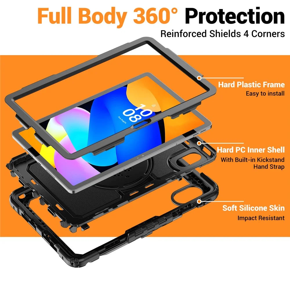 For Lenovo Xiaoxin Pad 11 2025 / 2024 / Idea Tab / K11 Gen 2 / M11 / K11 LTE (2024) Case Kickstand PC+Silicone Tablet Cover with Strap - Black - 7