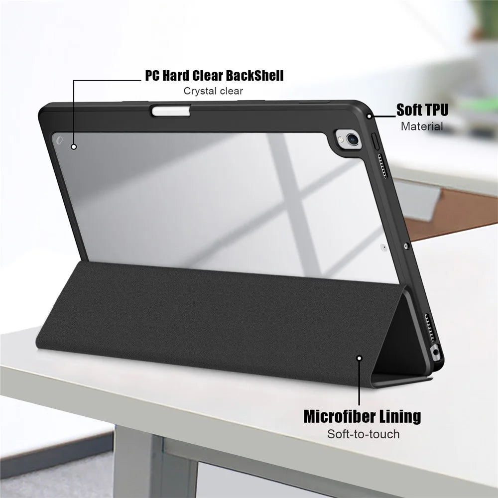 Case for iPad 10.2 (2019) / (2020) / (2021) / iPad Pro 10.5-inch (2017) / Air 10.5 inch (2019) Tri-fold Stand Leather Cover - Black - 6