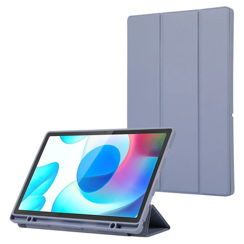 For Samsung Galaxy Tab A11+ / A9+ Case Tri-fold Stand PU Leather Tablet Cover with Pen Slot - Purple - 1