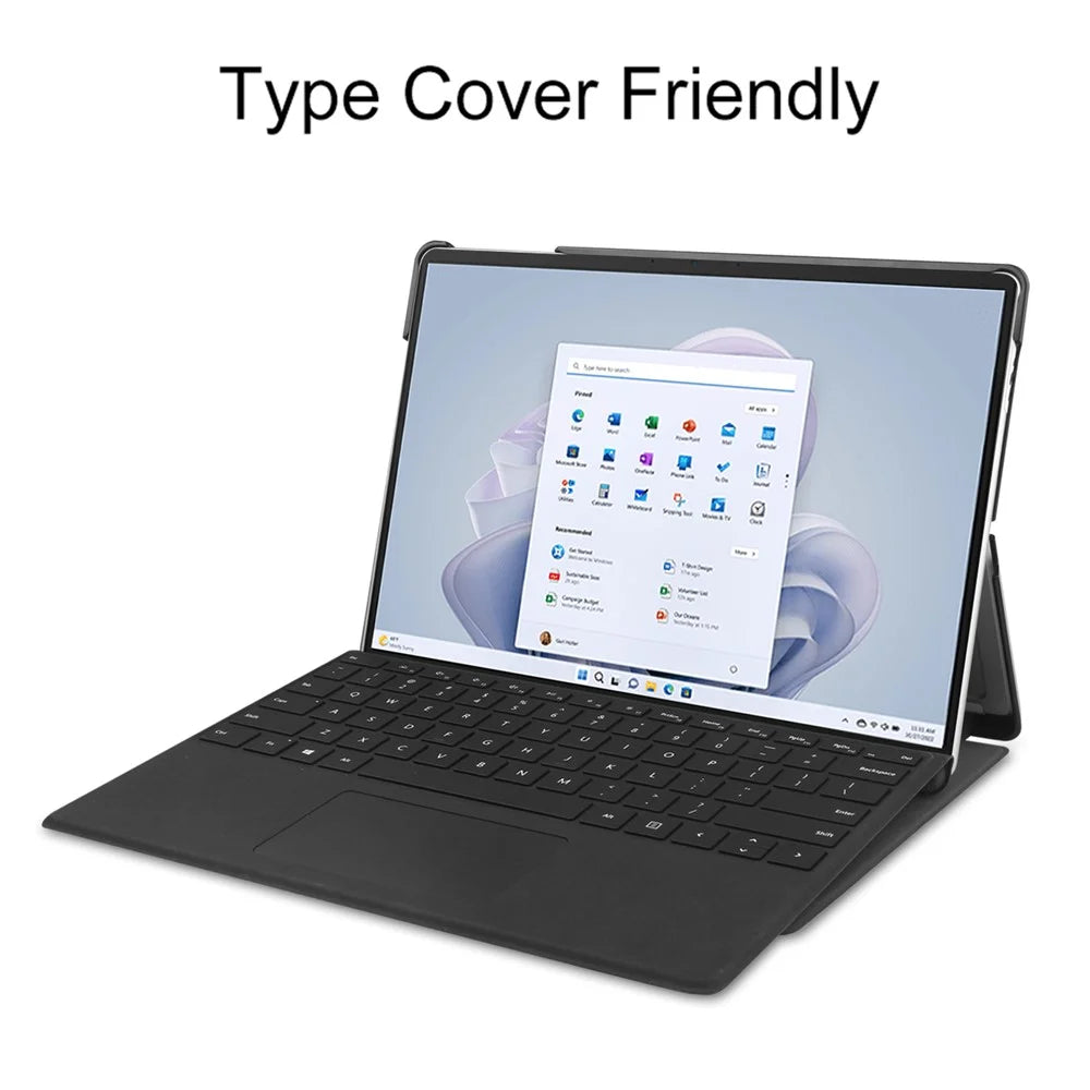 For Microsoft Surface Pro 11 / 10 / 9 Case PU Leather Pattern Printing Stand Folio Tablet Cover - Apricot Blossom - 2