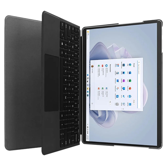 For Microsoft Surface Pro 11 / 10 / 9 Case PU Leather Folding Stand Folio Tablet Cover - Black - 3
