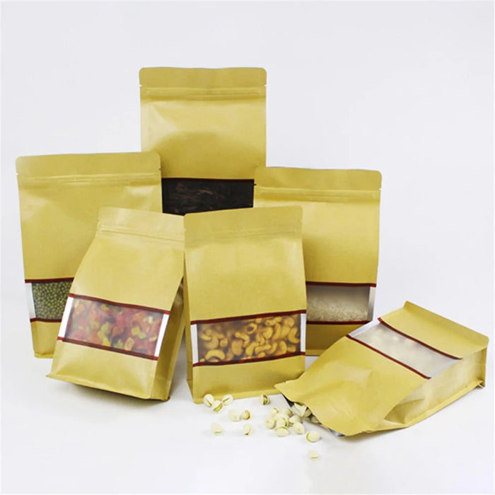 MX-004 100PCS 18x28cm Sealable Sample Bags Aluminum Foil Kraft Paper Packaging Pouches - 5