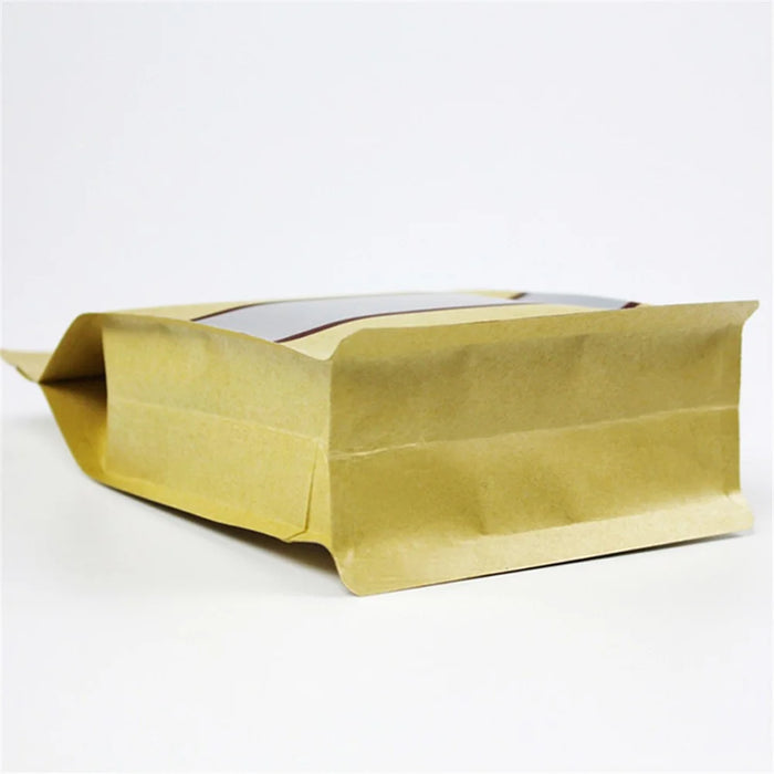 MX-004 100PCS Resealable Kraft Paper Bag 14x24cm Food Packaging Bags with Window - 2