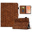 A9 For Amazon Fire HD 10 (2023) Case Card Slots Stand Rhombus Leather Tablet Cover - Brown - 1