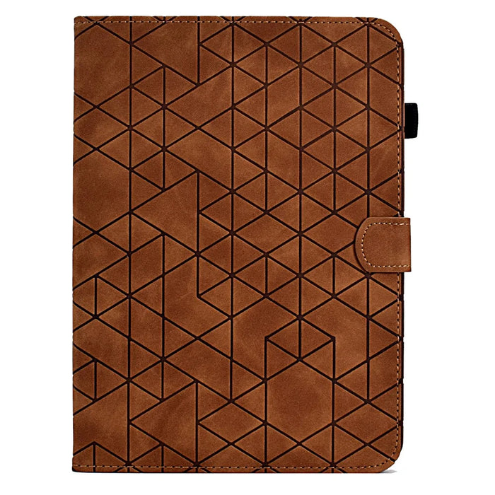 A9 For Amazon Fire HD 10 (2023) Case Card Slots Stand Rhombus Leather Tablet Cover - Brown - 2