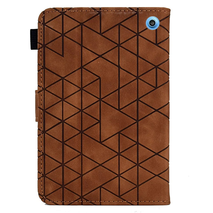 A9 For Amazon Fire HD 10 (2023) Case Card Slots Stand Rhombus Leather Tablet Cover - Brown - 3