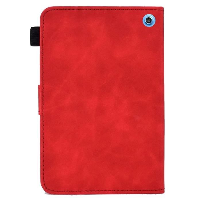 A7 For Amazon Fire HD 10 (2023) Tablet Case Flower Butterfly Imprinted Leather Cover with Card Slots - Red - 3