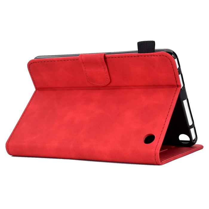 A7 For Amazon Fire HD 10 (2023) Tablet Case Flower Butterfly Imprinted Leather Cover with Card Slots - Red - 6
