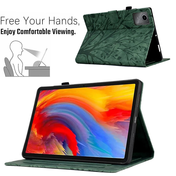 A7 For Lenovo Tab M11 / Xiaoxin Pad 11 2024 Case Solid Color  Auto Wake  /  Sleep Tablet Stand Cover - Green - 6