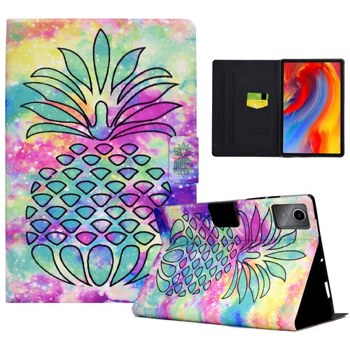 A2 For Lenovo Tab M11 / Xiaoxin Pad 11 2024 Leather Case Pattern Printed Card Slots Tablet Cover - Colorful Pineapple - 1