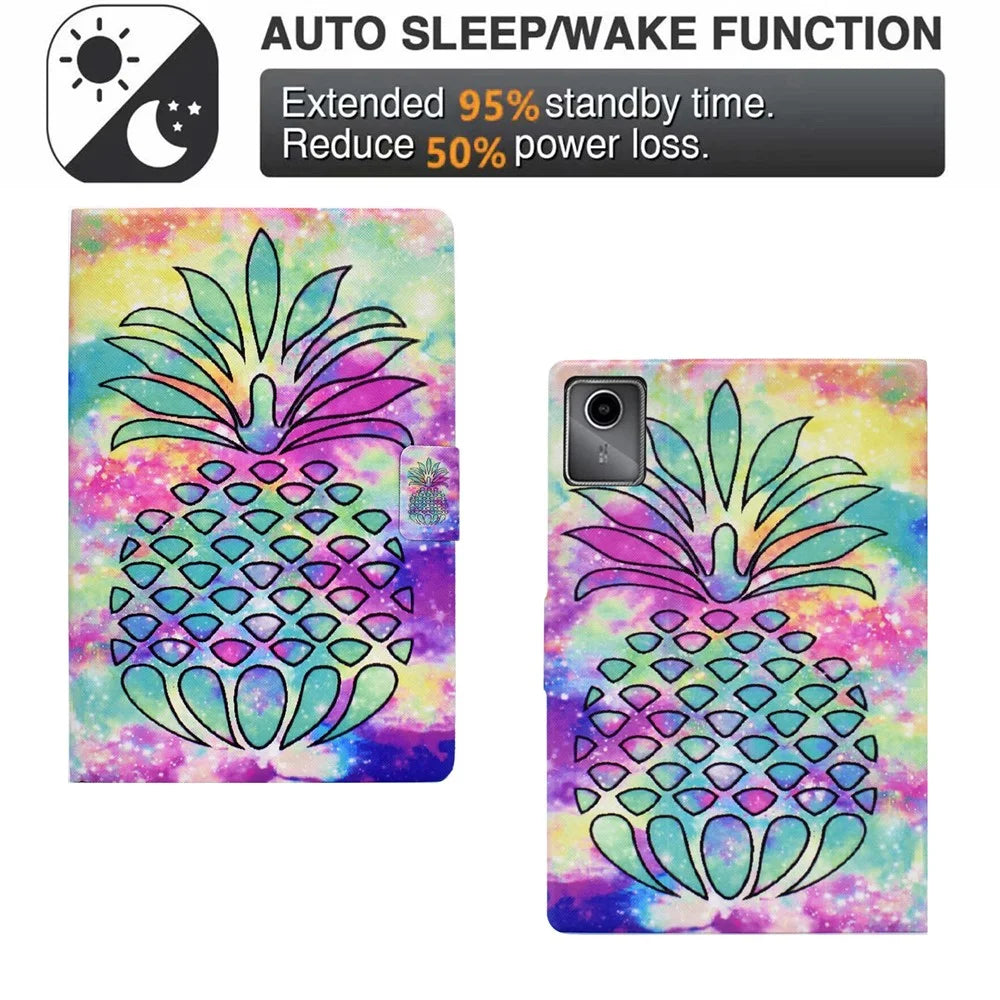 A2 For Lenovo Tab M11 / Xiaoxin Pad 11 2024 Leather Case Pattern Printed Card Slots Tablet Cover - Colorful Pineapple - 5