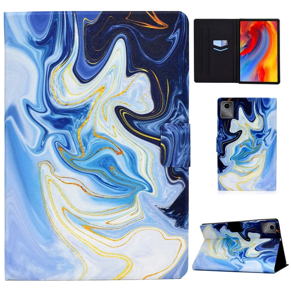 For Lenovo Tab M11 / Xiaoxin Pad 11 2024 Case Stand Pattern Printed Tablet Shell - Blue Marble - 1