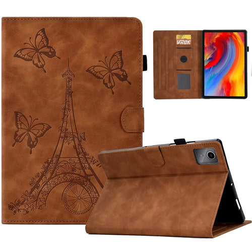 For Lenovo Tab M11 / Xiaoxin Pad 11 2024 Case Microfiber Leather Iron Tower Pattern Tablet Cover - Brown - 1