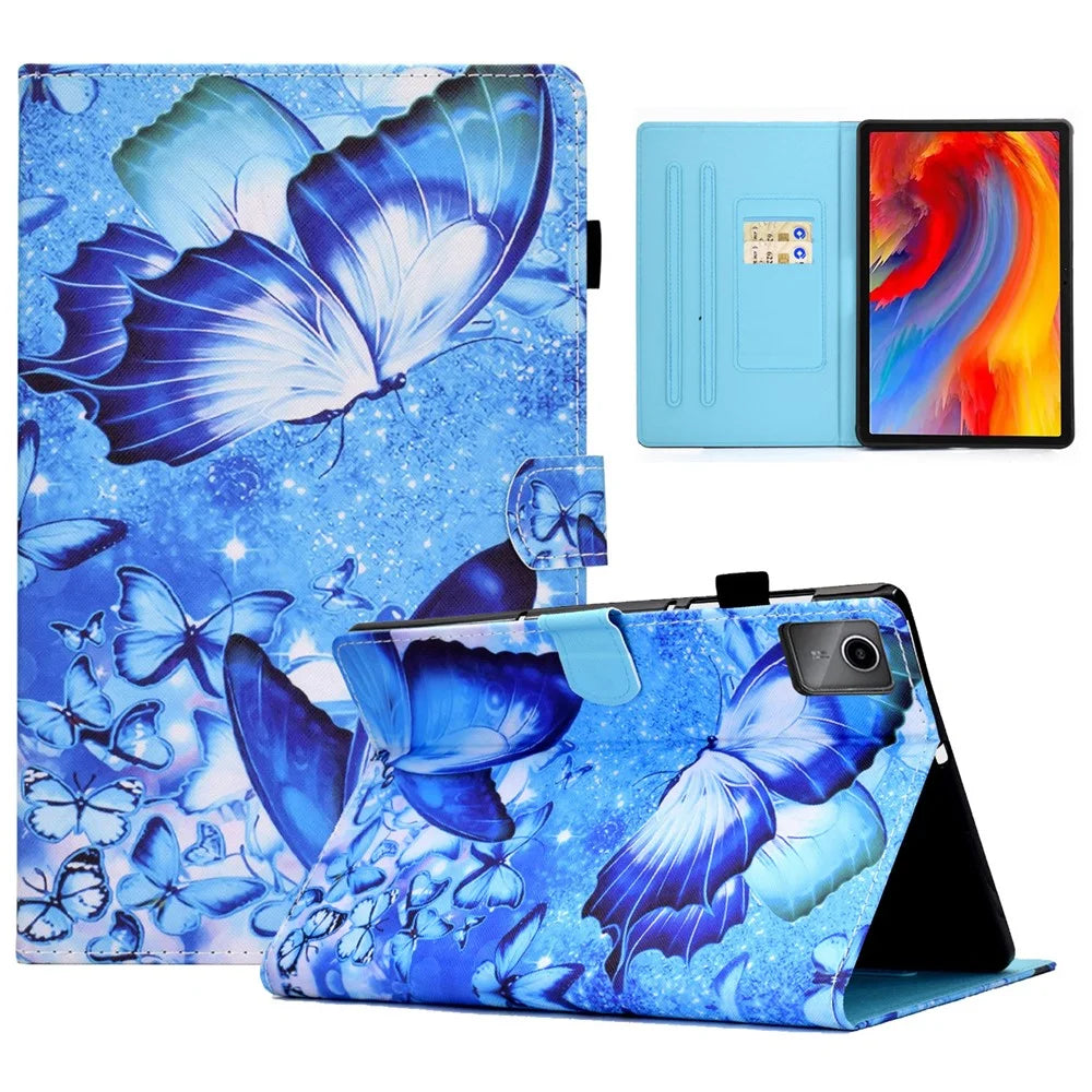 For Lenovo Tab M11 / Xiaoxin Pad 11 2024 Leather Case Pattern Printing Tablet Cover with Card Slots - Butterfly - 1