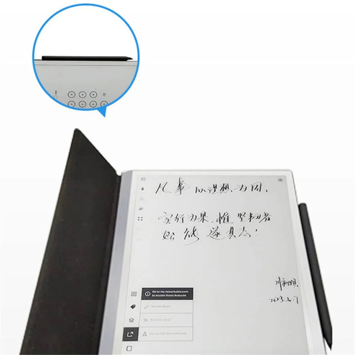 For Remarkable 2 Case Double-Side Magnetic PC+PU Leather Stand E-Reader Cover - Black - 6