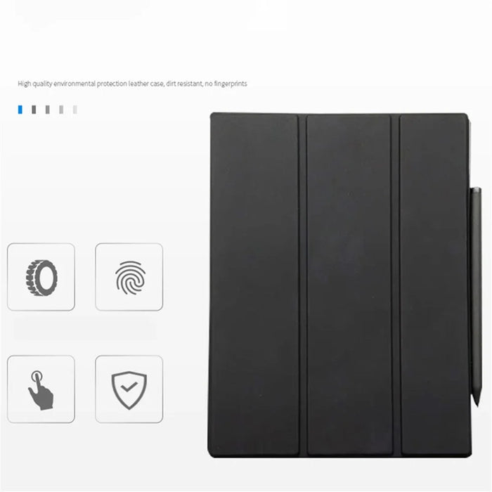 For Remarkable 2 Case Double-Side Magnetic PC+PU Leather Stand E-Reader Cover - Black - 7