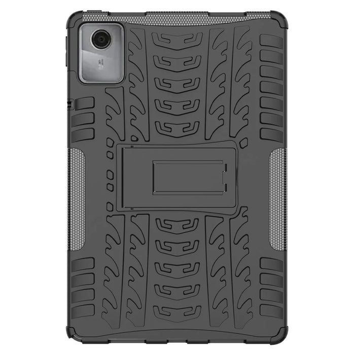 For Lenovo Tab M11 / Xiaoxin Pad 11 2024 Case Tire Texture Shockproof TPU+PC Tablet Cover with Kickstand - Black - 2
