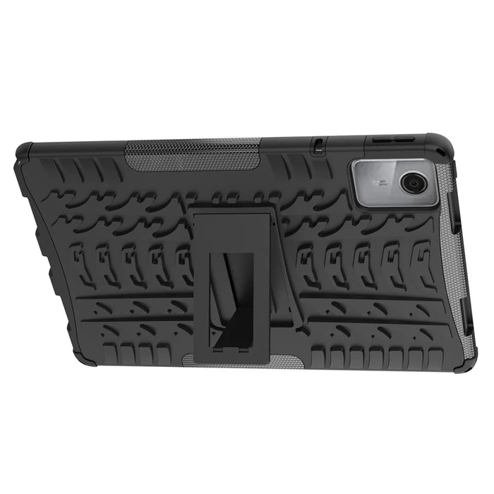 For Lenovo Tab M11 / Xiaoxin Pad 11 2024 Case Tire Texture Shockproof TPU+PC Tablet Cover with Kickstand - Black - 5