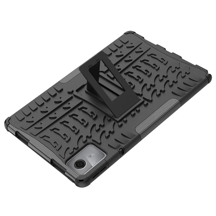 For Lenovo Tab M11 / Xiaoxin Pad 11 2024 Case Tire Texture Shockproof TPU+PC Tablet Cover with Kickstand - Black - 6