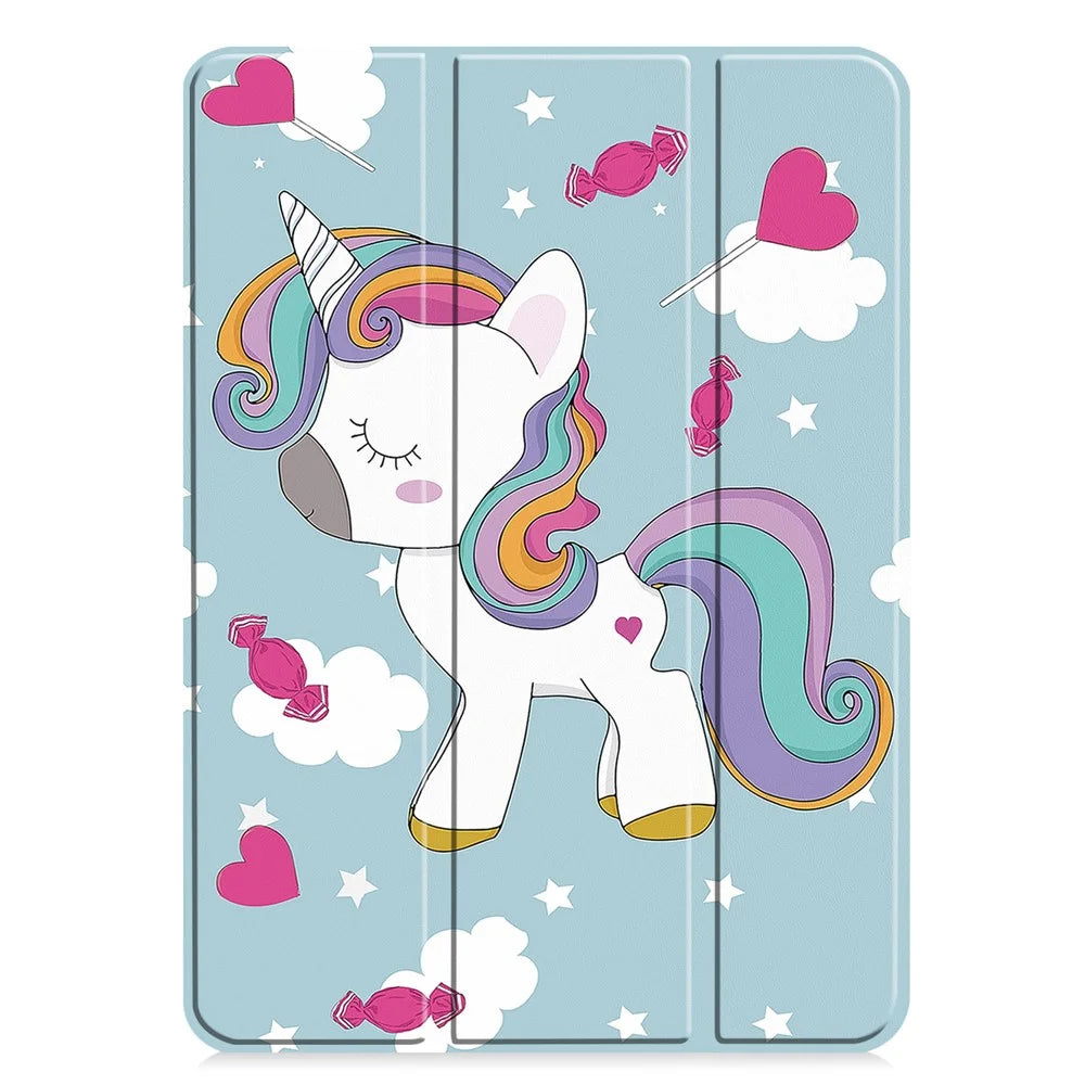 For iPad Pro 11 (2025) / 11 (2024) Case Trifold Stand PU Leather Pattern Smart Tablet Cover - Horse - 6