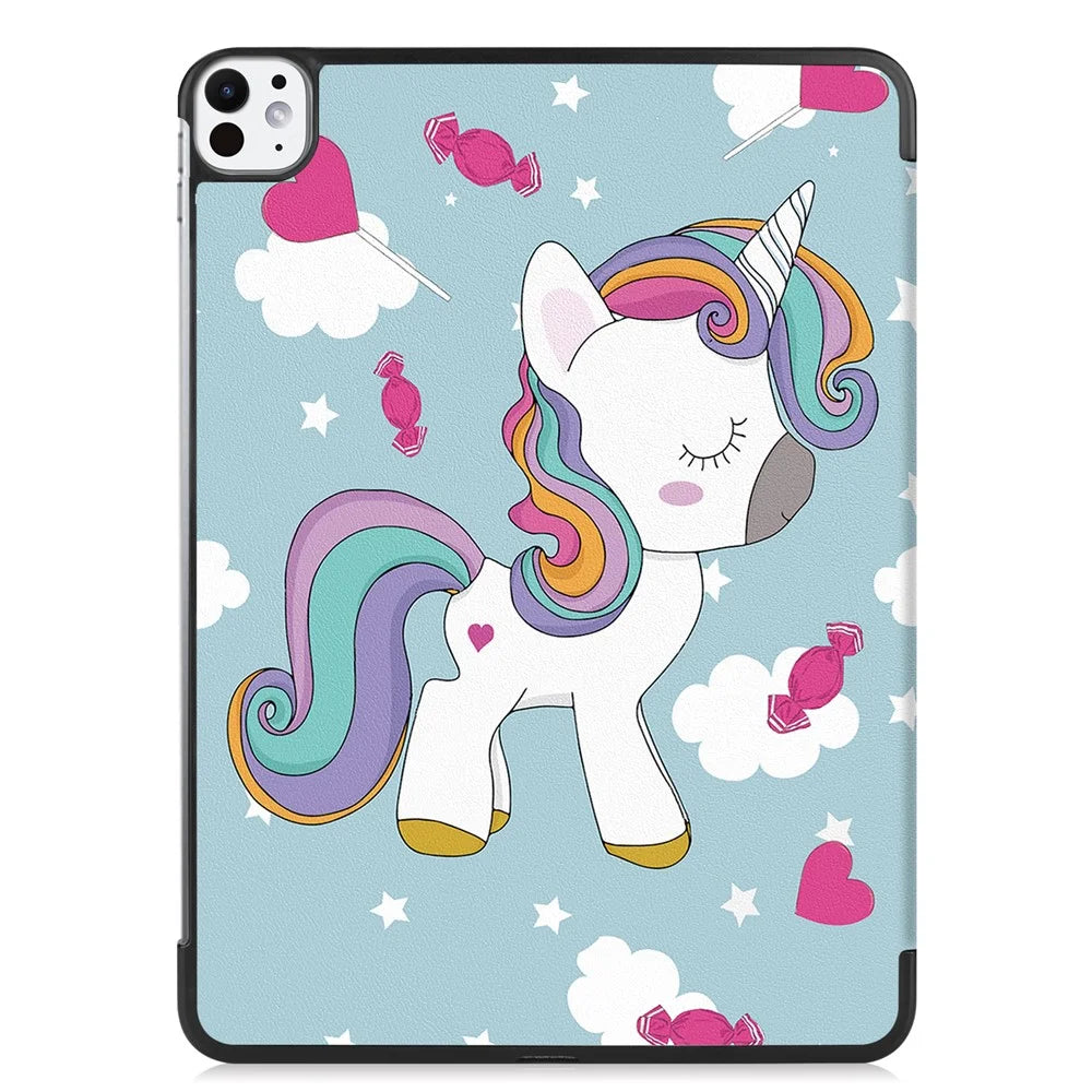 For iPad Pro 11 (2025) / 11 (2024) Case Trifold Stand PU Leather Pattern Smart Tablet Cover - Horse - 7