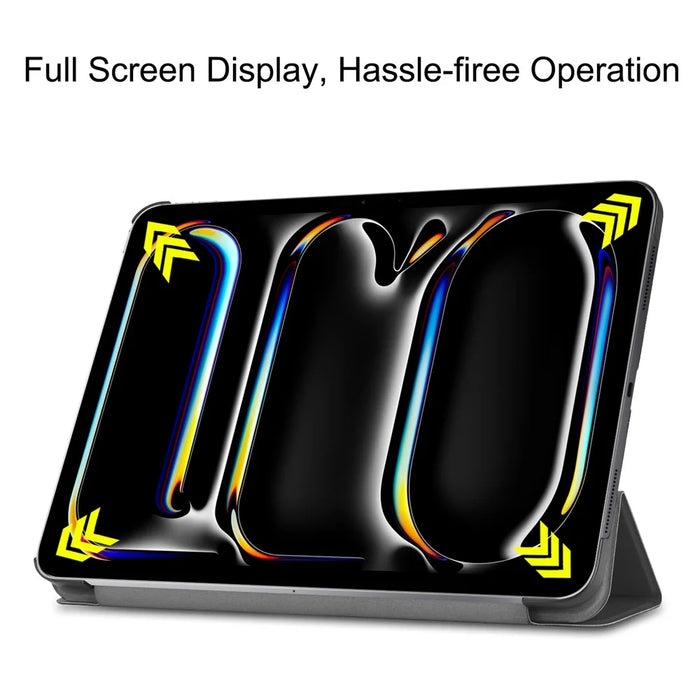 For iPad Pro 11 (2025) / 11 (2024) Case PC+PU Auto Wake Sleep Tablet Shell with Tri-fold Stand - Black - 3