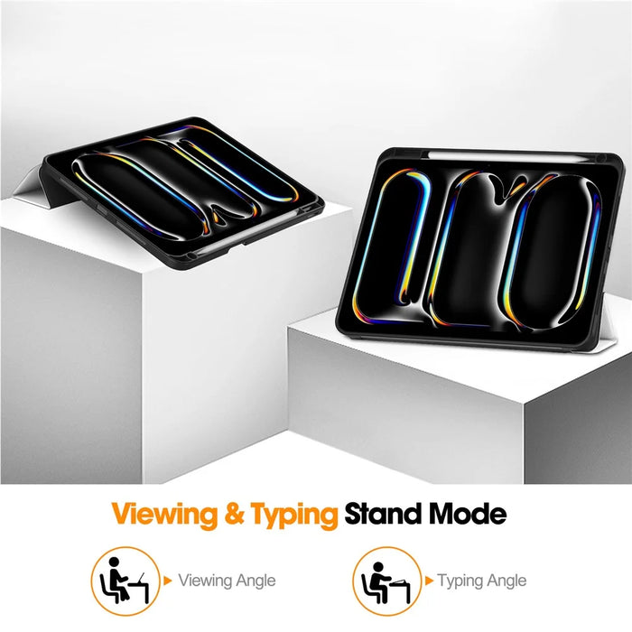 For iPad Pro 11 (2025) / 11 (2024) Case Pattern Printing PU Leather Tri-Fold Stand Cover with Pen Slot - Cat - 3