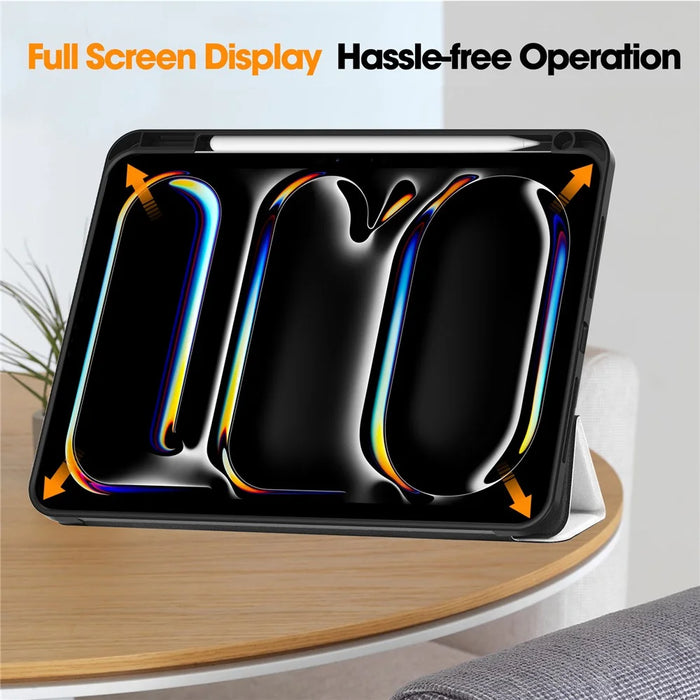 For iPad Pro 11 (2025) / 11 (2024) Case Pattern Printing PU Leather Tri-Fold Stand Cover with Pen Slot - Cat - 4