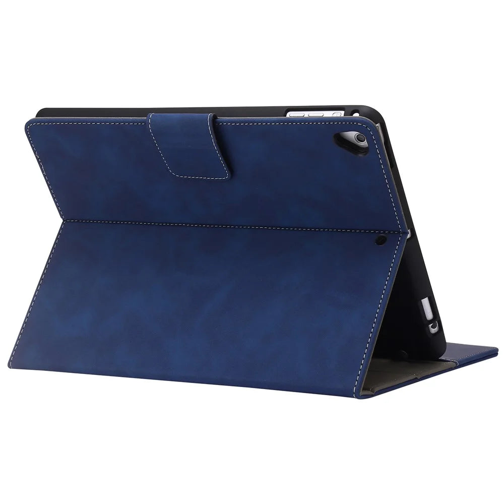For iPad Air (2013) / Air 2 / iPad 9.7-inch (2017) / (2018) Tablet Case Wallet Leather Flip Cover with Pens Slot - Dark Blue - 4