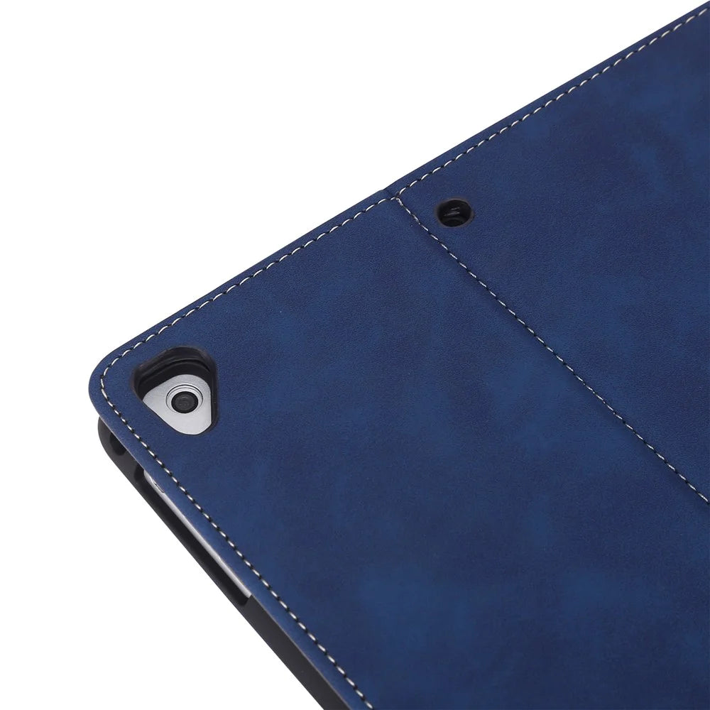 For iPad Air (2013) / Air 2 / iPad 9.7-inch (2017) / (2018) Tablet Case Wallet Leather Flip Cover with Pens Slot - Dark Blue - 7
