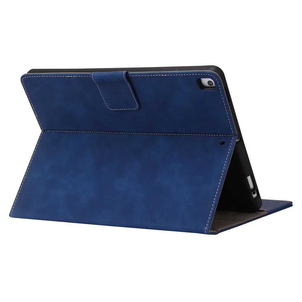 For iPad 10.2 (2021)  /  (2019)  /  (2020)  /  Air 10.5 inch (2019) Case Wallet Calf Texture Tablet Cover with Pens Slot - Dark Blue - 4