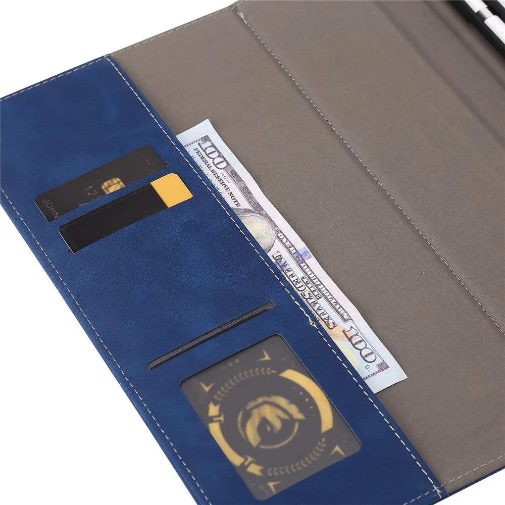 For iPad 10.2 (2021)  /  (2019)  /  (2020)  /  Air 10.5 inch (2019) Case Wallet Calf Texture Tablet Cover with Pens Slot - Dark Blue - 5