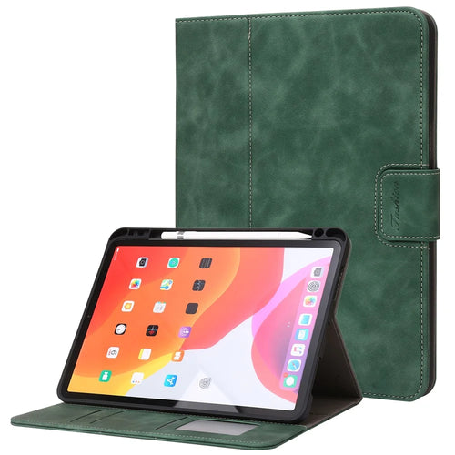 For iPad Air 11 (2026) / (2025) / (2024) / Air (2022) / (2020) / Pro 11 (2018) / (2020) / (2021) / (2022) Leather Case Wallet Cover - Green - 1