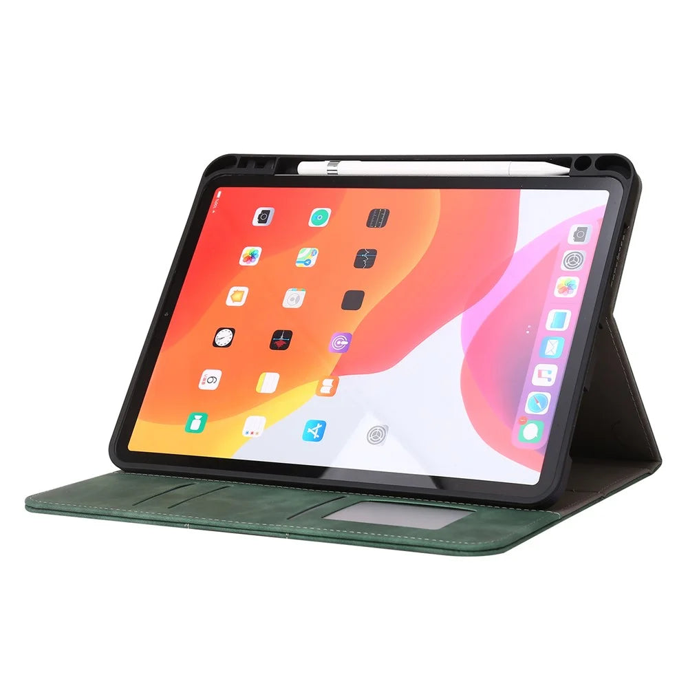 For iPad Air 11 (2026) / (2025) / (2024) / Air (2022) / (2020) / Pro 11 (2018) / (2020) / (2021) / (2022) Leather Case Wallet Cover - Green - 3
