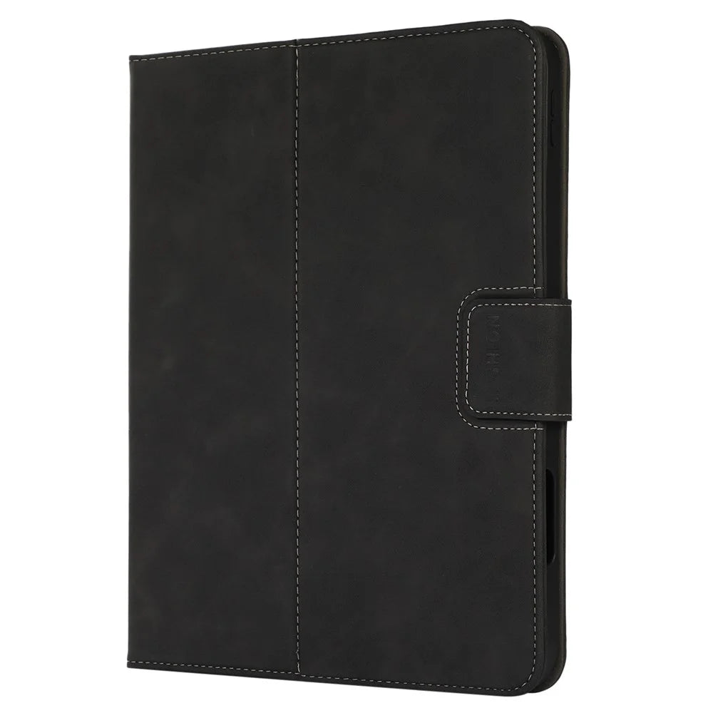 For iPad (2025) / 10.9 (2022) Case Leather Flip Wallet Tablet Cover with Pens Slot - Black - 5