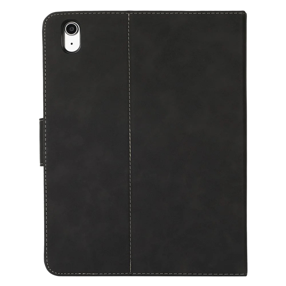 For iPad (2025) / 10.9 (2022) Case Leather Flip Wallet Tablet Cover with Pens Slot - Black - 6